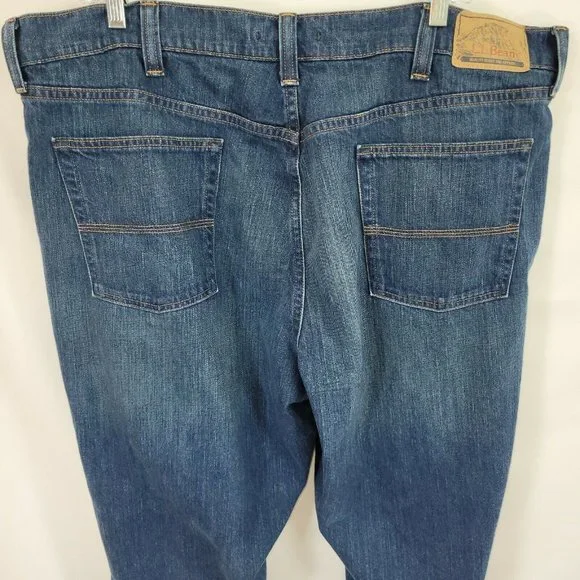 L.L. Bean Natural Fit 42x29 (Actual 43x29 1/4) 100% Cotton Blue Denim Jeans - Picture 7 of 8